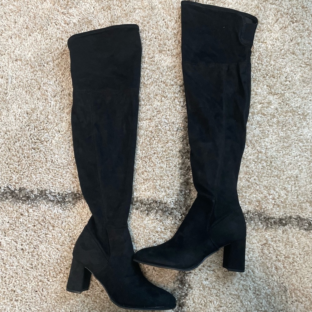 Nine West thigh high black suede boots